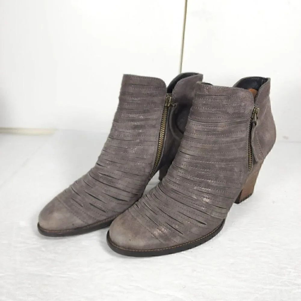 Paul Green Women's Malibu US7,5-8 AU5 Leather Sliced Metallic Earth Ankle Boots
